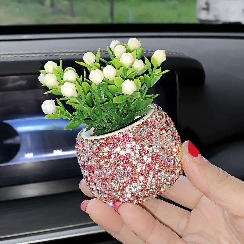 Shimmering Glam Car Aromatherapy Ornaments - Invigorating Scents for Womens Luxurious Interior Decor