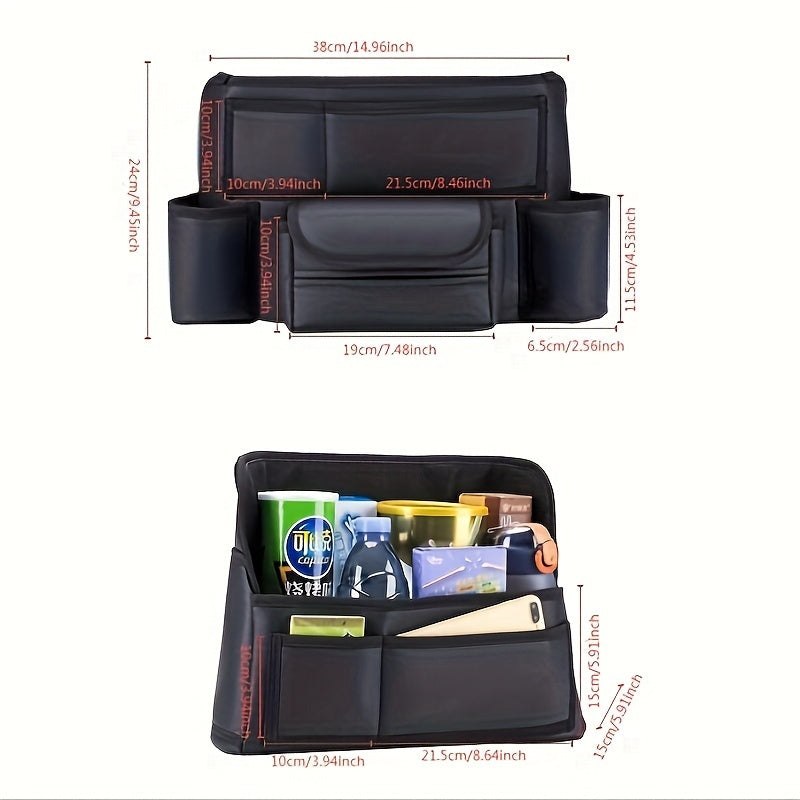 Faux Leather Car Seat Organizer - Fit, Multi-Pocket Storage Pouch With Handheld Design For Vehicle Interior Organization