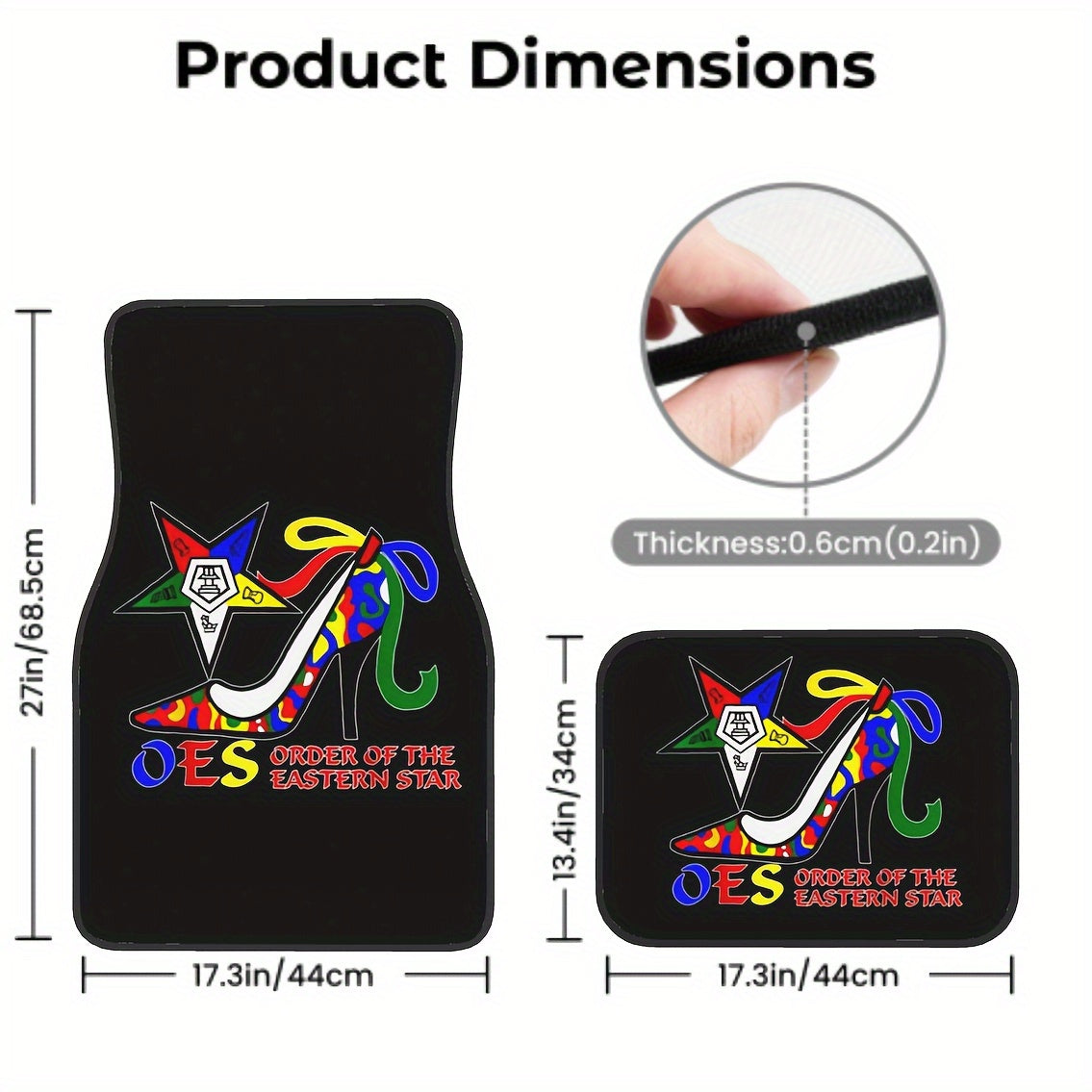 4pcs OES Eastern Star High Heel Shoe Pattern Print Car Floor Mats Set- Universal Fit Front& Rear Full Coverage Auto Interior Accessories, Vehicles Floor Mats Suitable for Sedans, Vans, Suvs