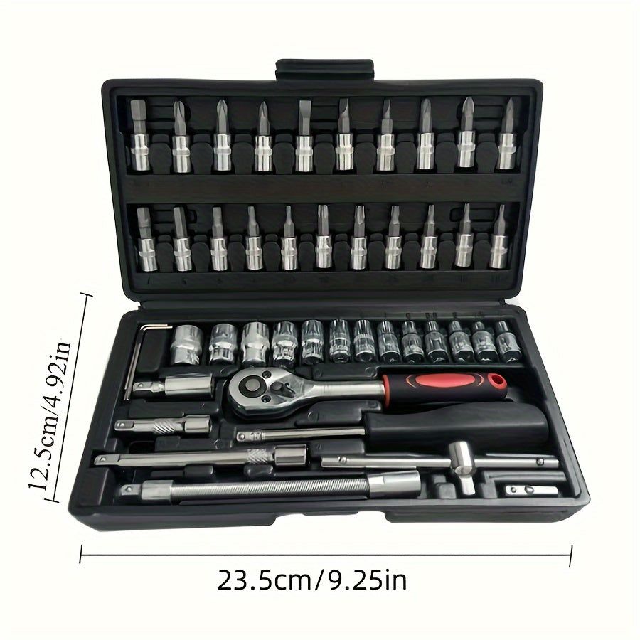 131/46PCS High Quality Toolbox, New High Quality Precision Maintenance Kit, Suitable For Automobile Maintenance, Home Furniture Maintenance, Daily Life Maintenance And Other Environment Maintenance Work.