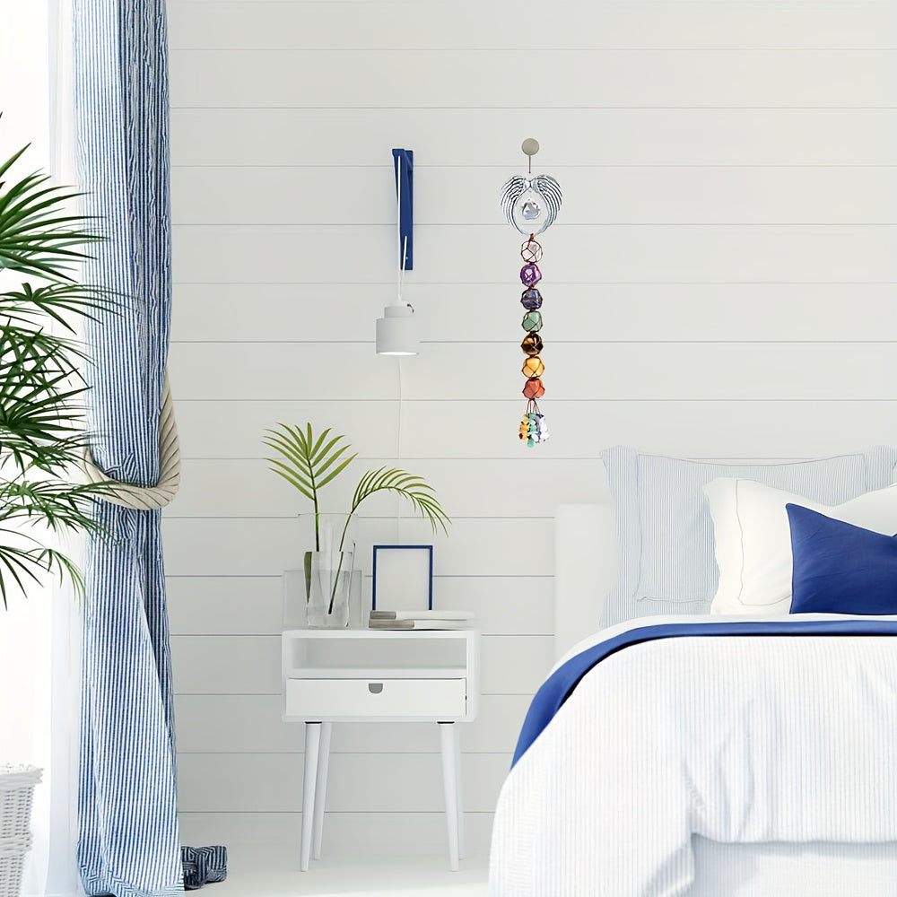 1pc Tree Of Life Chakra Stones Hanging Ornaments Car Rear View Mirrors Decor Healing Crystal Accessories For Home Decor