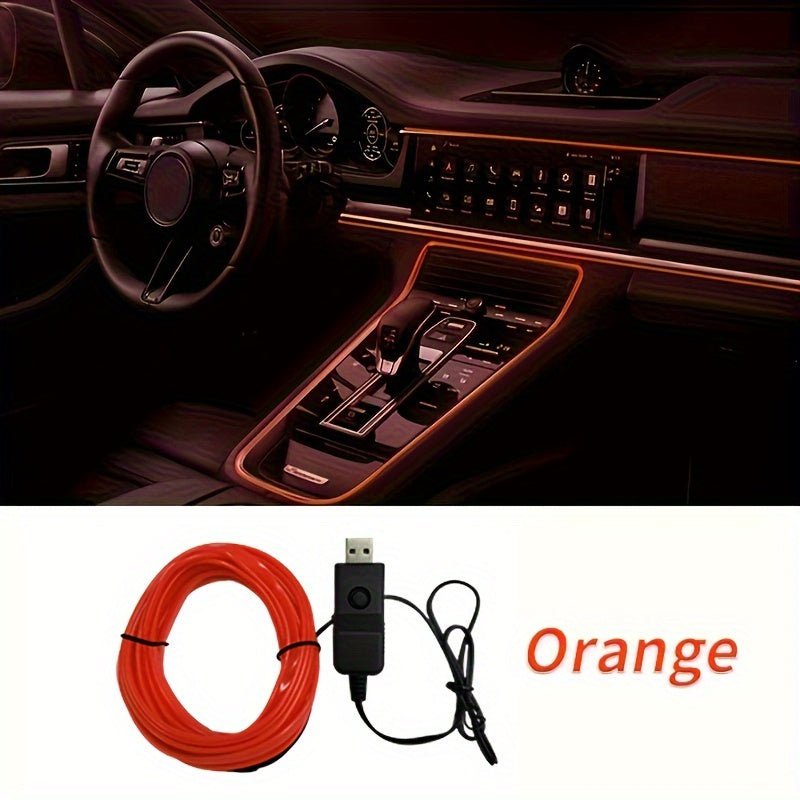Flexible 200cm/79inch LED Strip Automobile Atmosphere Lamp - Car Interior Lighting Decoration Garland Wire Rope Tube Line Neon Light USB Drive