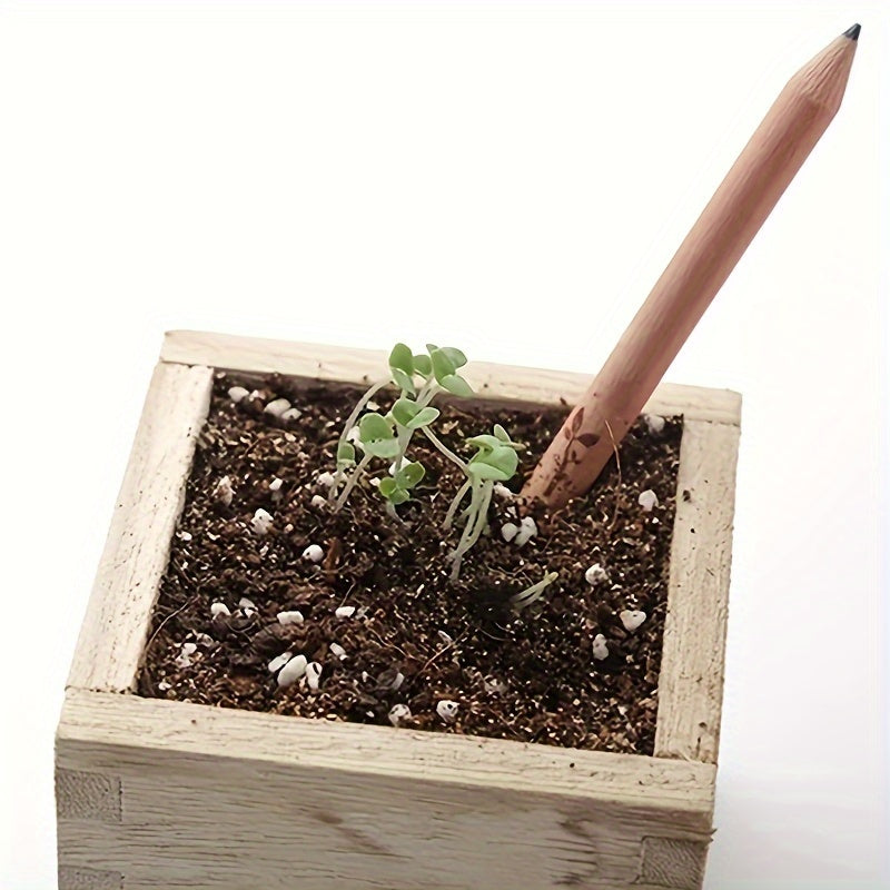 Plantable Wooden Pencil with Herb Seeds - Eco-Friendly Graphite Writing Pens with Flower Fruits - Sustainable Organic Gift for Gardeners and Writers