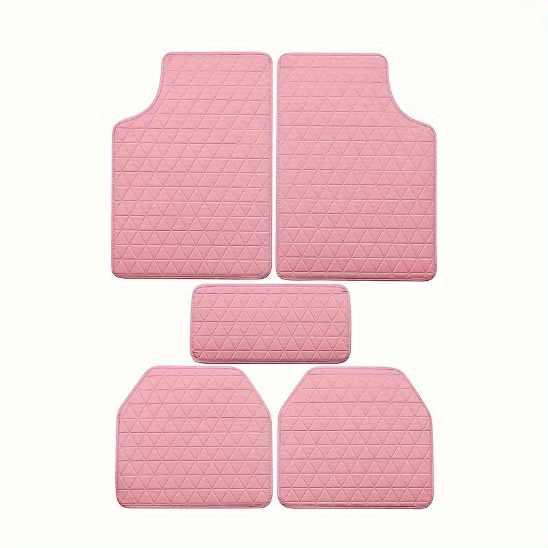 5-Piece Waterproof PU Leather Car Floor Mats Set - Durable, Stylish Simple Design for Men & Women - All-Weather Protection, Easy Clean, Enhance Car Interior Decor