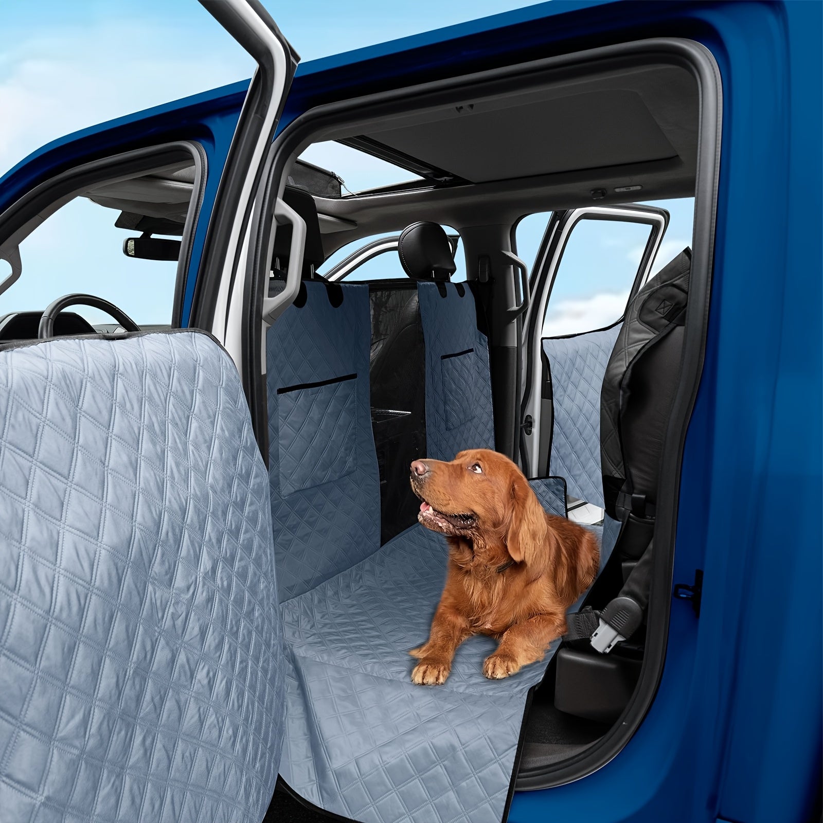 Back Seat Extender for Dogs-Large Space, Dog Car Seat Cover Hard Bottom Holds 400lbs, Sturdy Backseat Extender for Dogs, Waterproof Dog Hammock for Car Dog Car Bed for Car, SUV, Truck