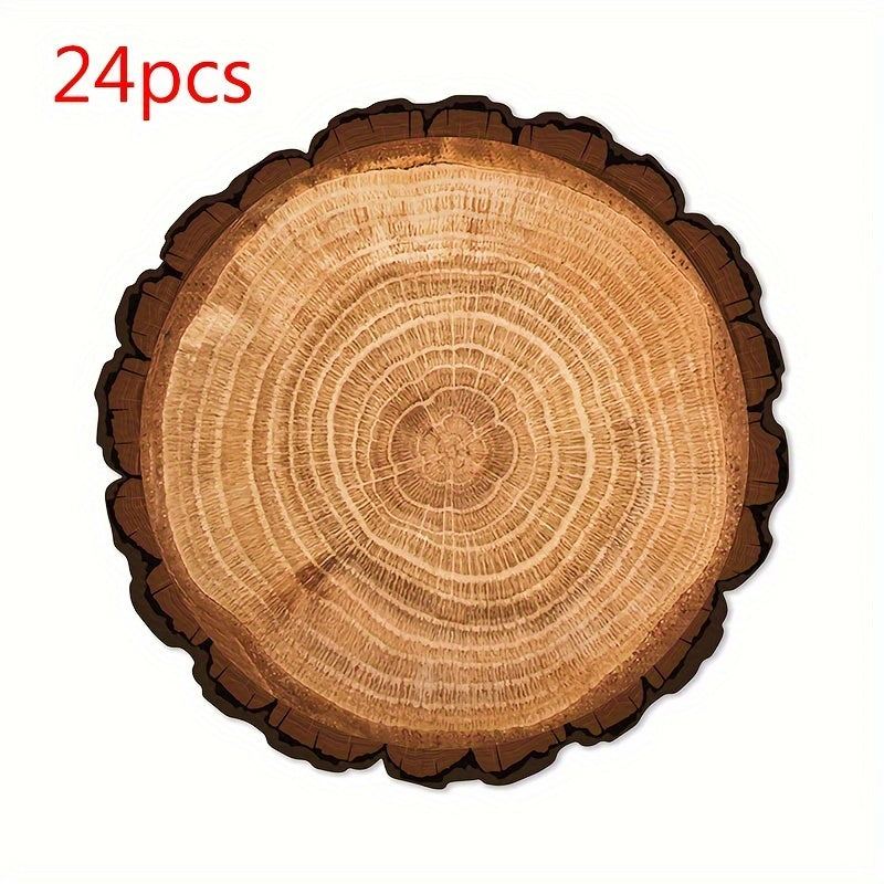 24pcs Vintage Wood Grain Paper Placemats, Decorative Disposable Napkins for Wedding, Birthday, Multipurpose Use - Eco-Friendly Paper Material, Perfect for Christmas, Halloween, Thanksgiving - Versatile Themed Napkin Set for S