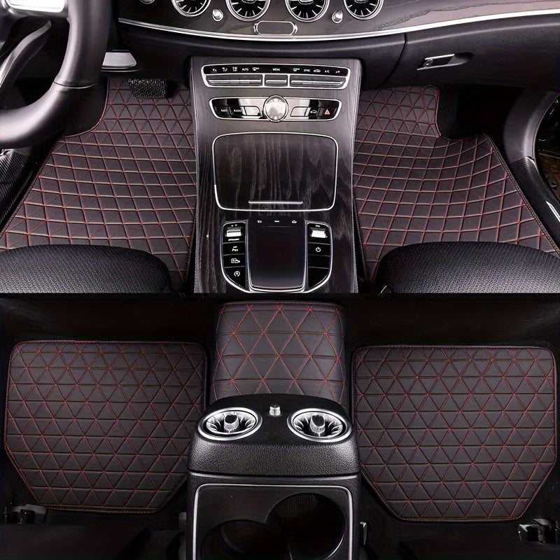 5-Piece Waterproof PU Leather Car Floor Mats Set - Durable, Stylish Simple Design for Men & Women - All-Weather Protection, Easy Clean, Enhance Car Interior Decor