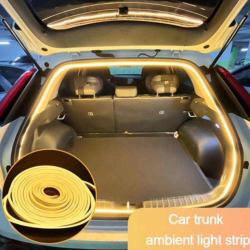 1pc 5m Flexible Silicone LED Light Strip, Car Trunk Warm/Yellow Neon Light Strip for Carriage Stall
