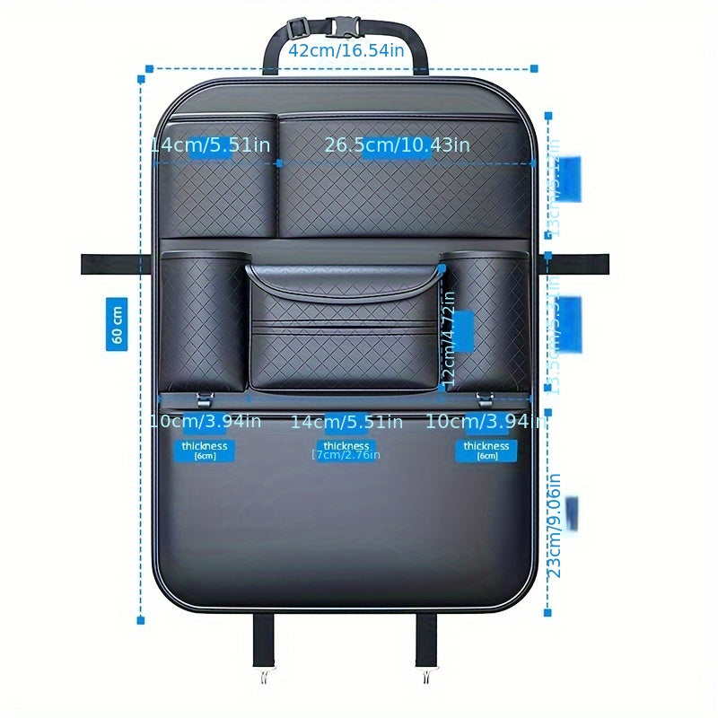 1 Piece Of PU Leather New Car Backrest Storage Bag, Car Seat Backrest Storage Hanging Bag, Rear Shelf Storage Mesh Bag, Universal