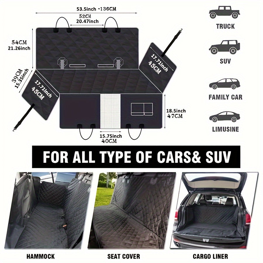 Dog Seat Cover for Back Seat, 100% Waterproof Dog Car Seat Covers with Mesh Window, Scratch Prevent Antinslip Dog Car Hammock, Car Seat Covers for Dogs, Dog Backseat Cover for Cars, Standard