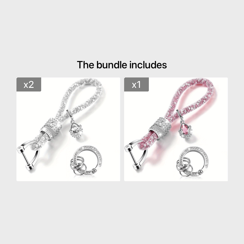 1pc Crystal Bling Car Keychain For Women, Glitter Rhinestone Keychain Ring Strap Keychain Accessories Car Key Decorations, Ideal Choice For Gifts