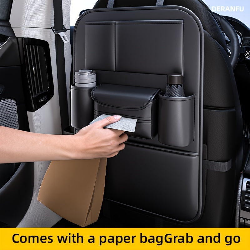 1 Piece PU Leather Universal Car Seat Back Storage Bag - Large Capacity Multifunctional Pocket with Rear Storage for Organizing Essentials