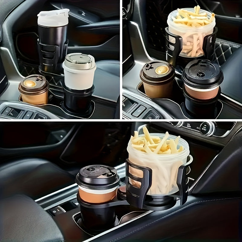 2-in-1 Rotating Car Cup Holder Expander - Durable ABS, Multi-Functional Vehicle Interior Accessory