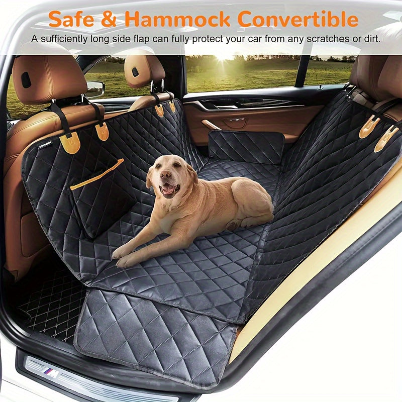 Waterproof Nylon Pet Car Seat Cover for Backseat, Universal Fit Dog Hammock Protector, Durable Vehicle Seat Guard for Trucks, Sedans, and SUVs