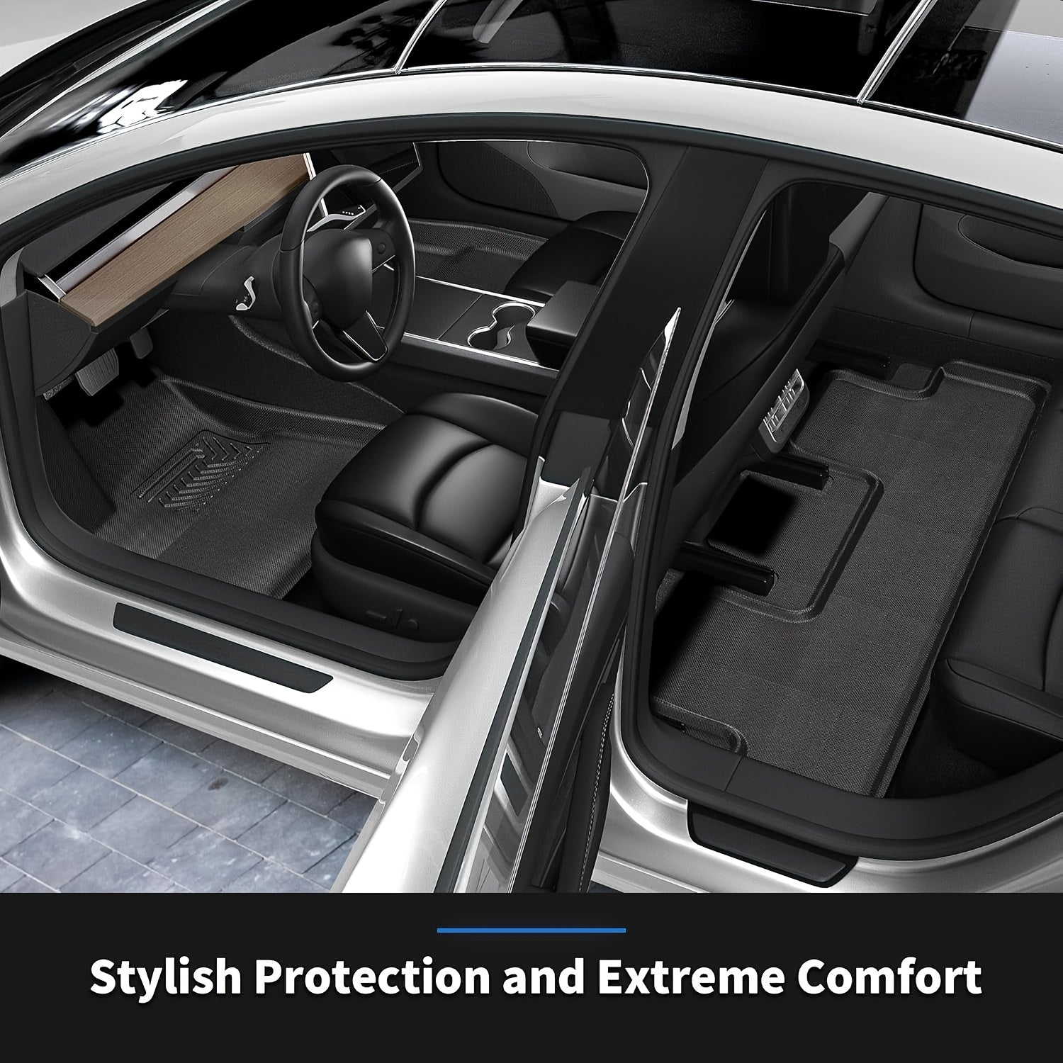 Floor Mats Fit for Tesla Model 3 Highland 2024, All Weather Waterproof Accessories for Model 3 Floor Mats, Rear Trunk Mat Cargo Liners