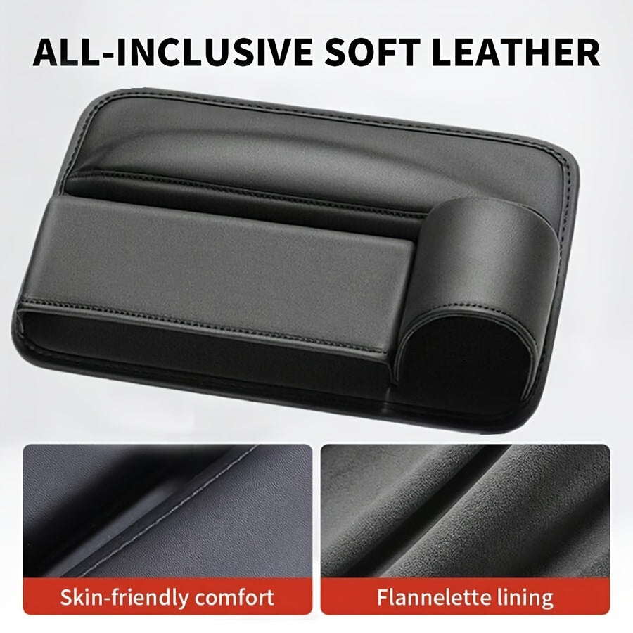 1 count Multifunction Car Seat Gap Storage Bag For Car Seat Gap Filler With Phone Cup Holder PU Leather Car Seat Slot Organizer Box Leak-proof Storage Bags for Phones Glasses Keys Cards