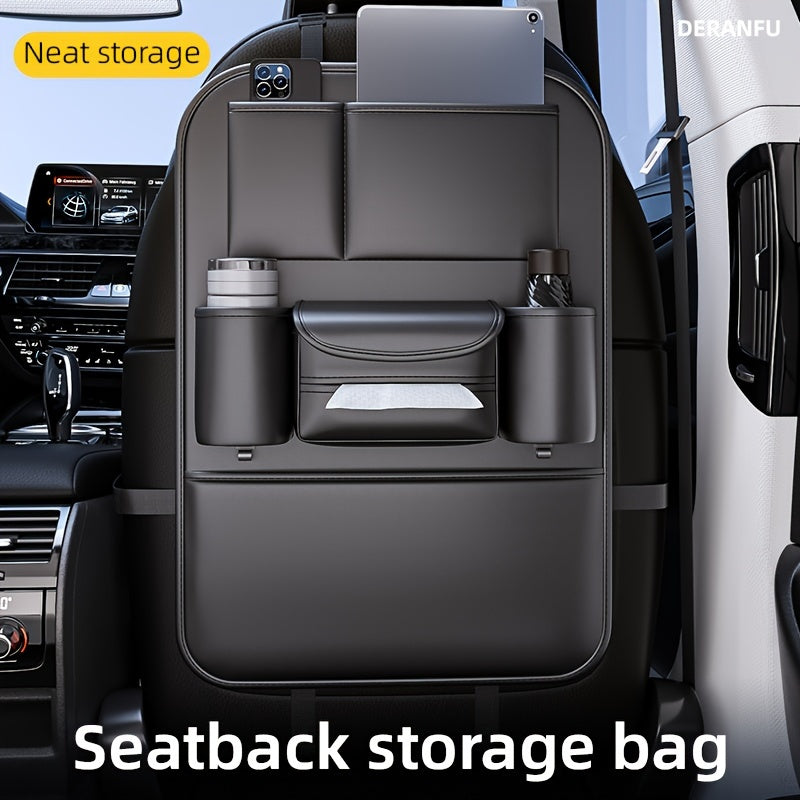 1 Piece PU Leather Universal Car Seat Back Storage Bag - Large Capacity Multifunctional Pocket with Rear Storage for Organizing Essentials