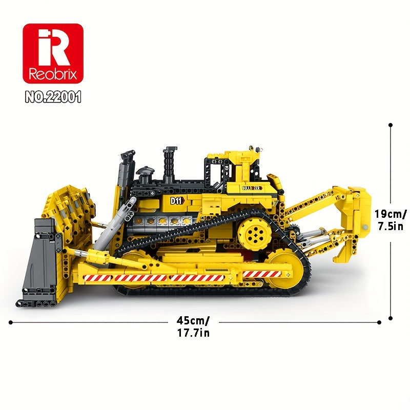 Reobrix 1988pcs Busy Construction Vehicle Blocks, Engineering Vehicle Building Block Assembly Model DIY Puzzle Assembling Building Blocks, Cool And Fun Vehicle Building Block Model Toys