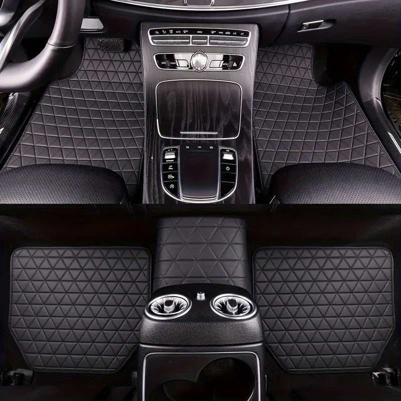 5-Piece Waterproof PU Leather Car Floor Mats Set - Durable, Stylish Simple Design for Men & Women - All-Weather Protection, Easy Clean, Enhance Car Interior Decor