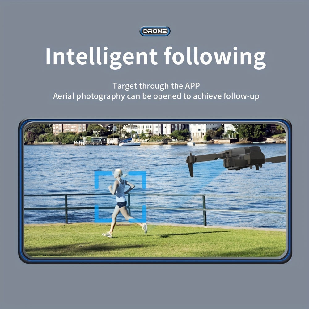 Intelligent aerial drone E88 single camera with dual batteries and replacement blades, equipped with protective frame and quadcopter, wireless connection, mobile phone remote control of unmanned aerial vehicle, aerial camera,