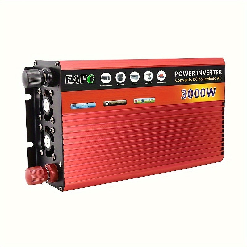 3000W Peak Portable Inverter Power Bank - DC 12V to AC 110V Converter with US Plug - High-Power Car Voltage Transformer for Seamless On-the-Go Charging - Multi-Functional Vehicle Solution