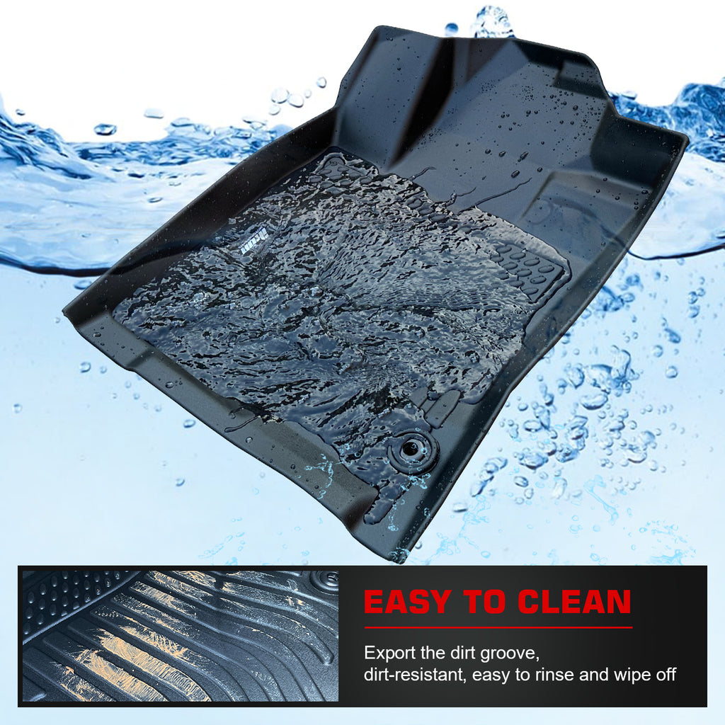 3D TPE Floor Mats, For Honda For HR-V 2016-2022, All Weather Waterproof Anti-Slip Floor Liners, Front & 2nd Row Full Set Car Interior Accessories, Black