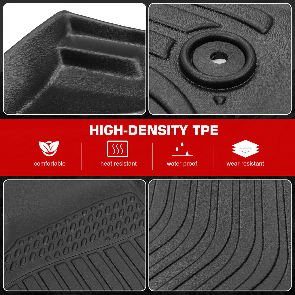 3D TPE Floor Mats, For Honda For HR-V 2016-2022, All Weather Waterproof Anti-Slip Floor Liners, Front & 2nd Row Full Set Car Interior Accessories, Black