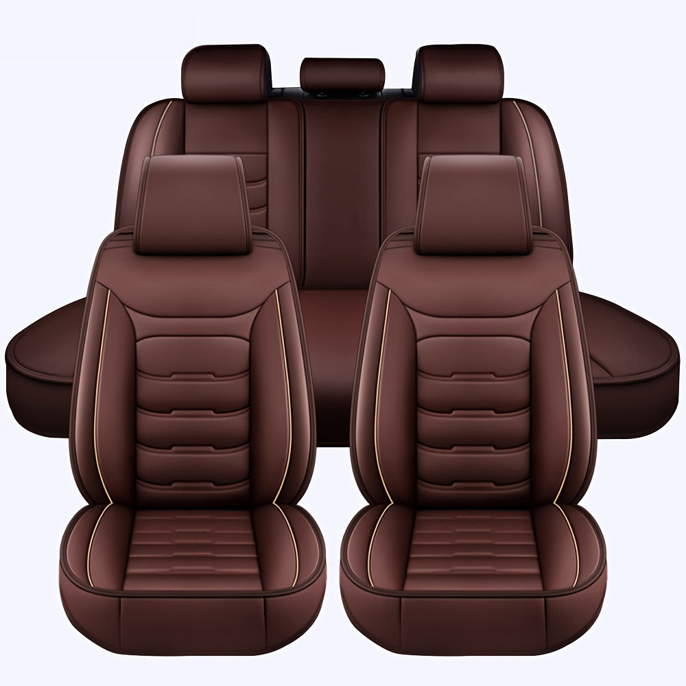 5 Seat Car Seat Covers PU Leather Seat Covers Full Set Waterproof for Car Sedan SUV Truck Vans Front & Rear Seat Cushion Protector with Back Big Storage Bag
