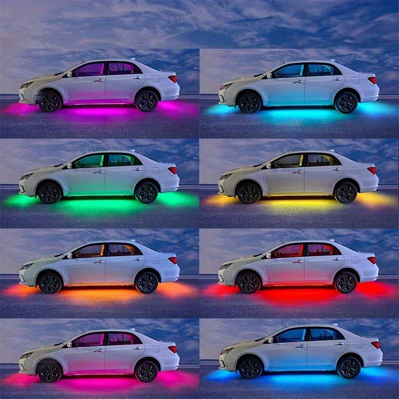 Wireless 4PCS RGB Car Underglow Lighting Kit - Music Sync, Durable Build, Remote Control for Vehicle Ambiance Enhancement