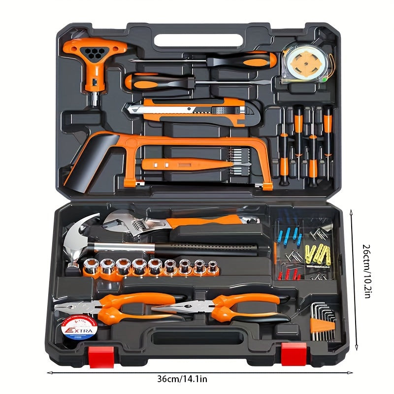 82PCS Tool Set Universal Household Handmade Tool Set, with Plastic Toolbox Storage Box, Home Optional Tool Kit, Home and Office Vehicle Repair Kit