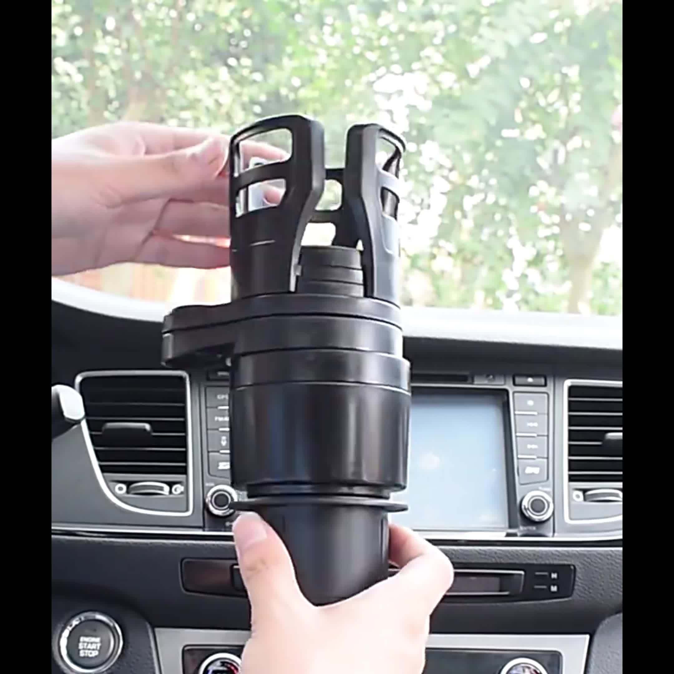 360 Rotating Adjustable Car Cup Holder with Smartphone Holder, Essential Oil Diffuser, and Extra Storage - Durable ABS Material - Multifunctional Vehicle Organizer