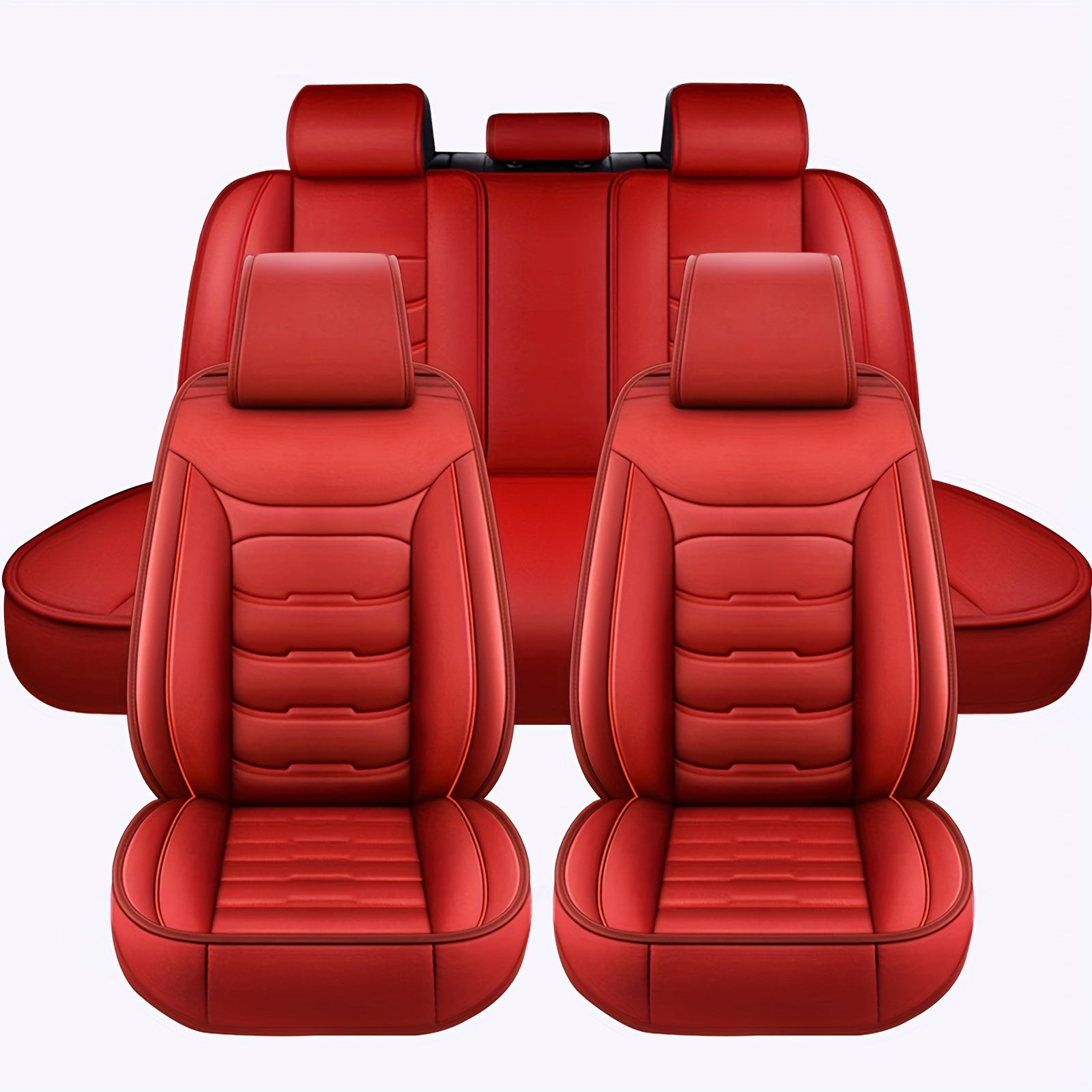 5 Seat Car Seat Covers PU Leather Seat Covers Full Set Waterproof for Car Sedan SUV Truck Vans Front & Rear Seat Cushion Protector with Back Big Storage Bag