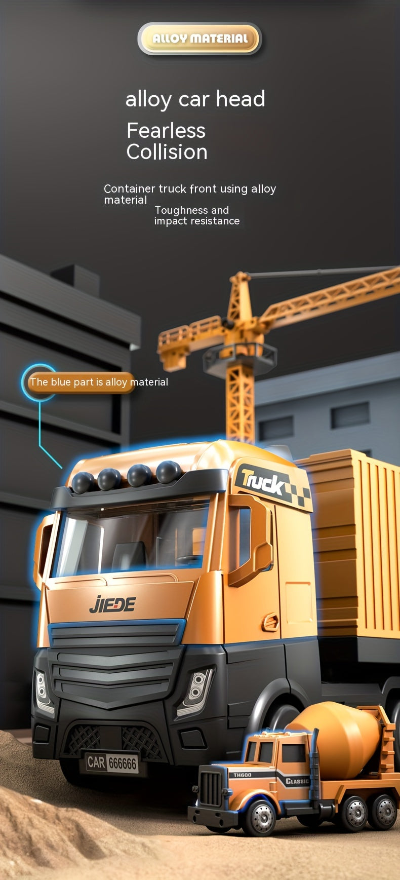 Super Large Alloy Container Engineering Vehicle Set Toy Container Ejectable Large Crane Model Boy As Halloween Gift