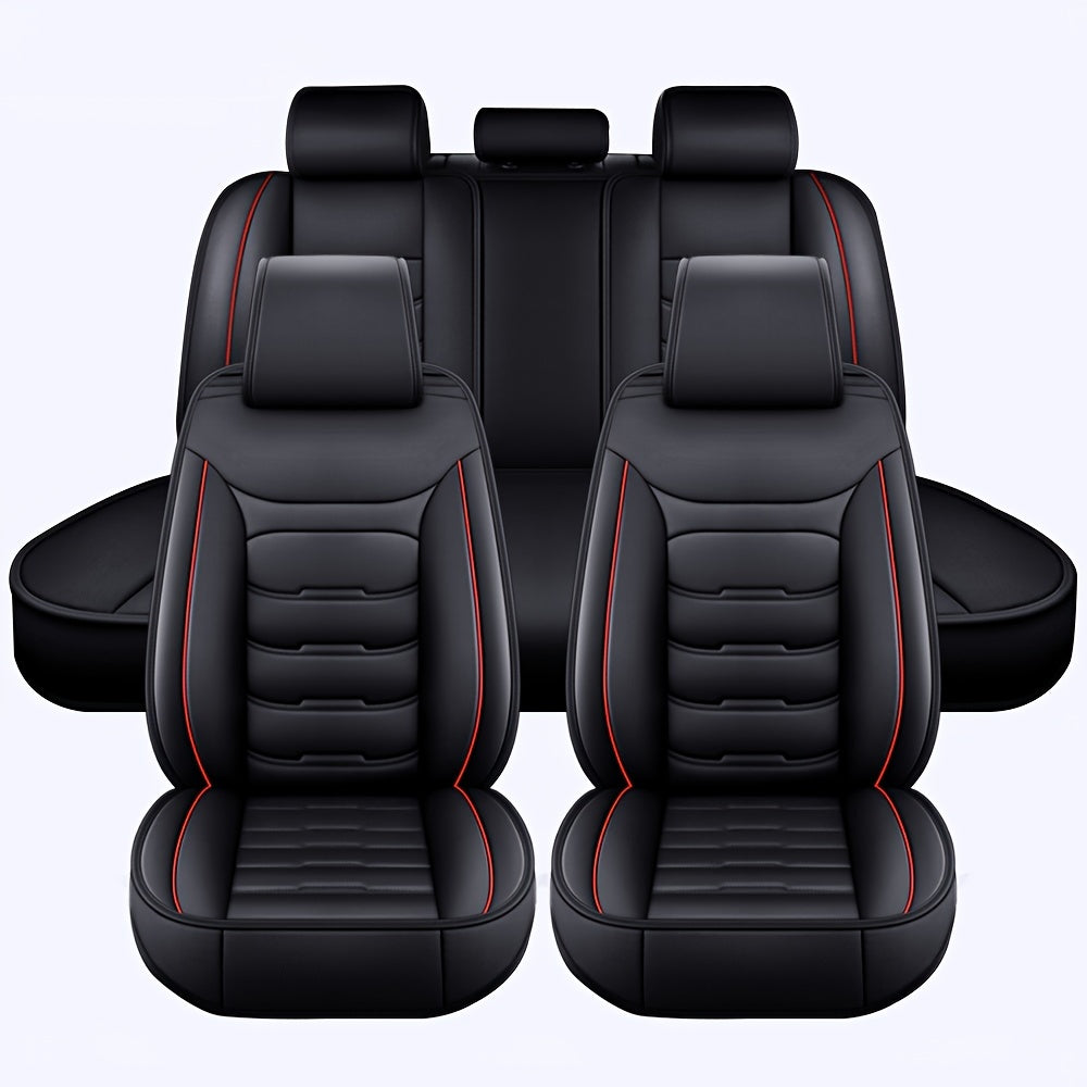 5 Seat Car Seat Covers PU Leather Seat Covers Full Set Waterproof for Car Sedan SUV Truck Vans Front & Rear Seat Cushion Protector with Back Big Storage Bag