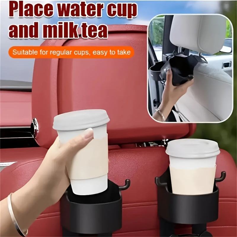 2pcs Multi-Function Car Seat Back Hooks With Built-In Cup Holders - Lightweight, Portable Storage Organizer For Vehicle Interior Accessories