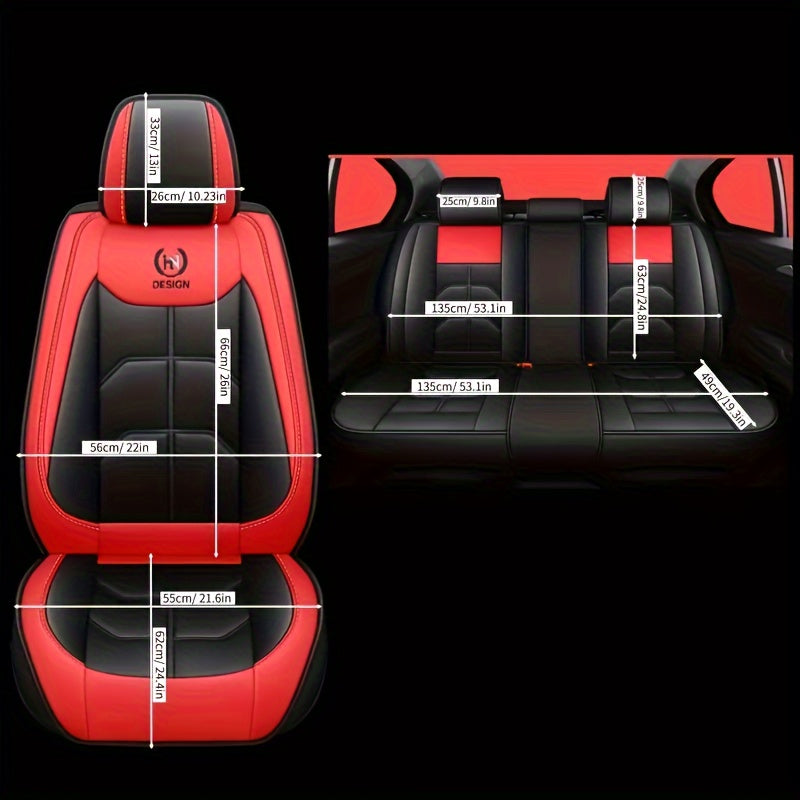 5-Seat SUV Waterproof Car Seat Cover Set - Premium PU Leather Universal Fit, Full Set Car Seat Cushion, Compatible with Five Models, Easy to Clean and Durable