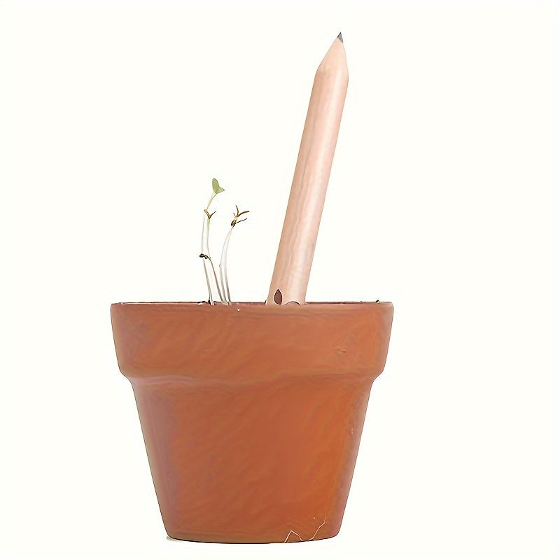 Plantable Wooden Pencil with Herb Seeds - Eco-Friendly Graphite Writing Pens with Flower Fruits - Sustainable Organic Gift for Gardeners and Writers