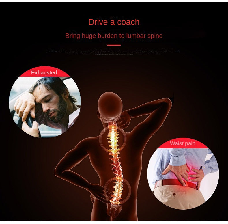 Car Lumbar Electric Massager, Red Pillow Car Interior Decoration, Ultra-fiber PU Leather Cushion For Car, Office