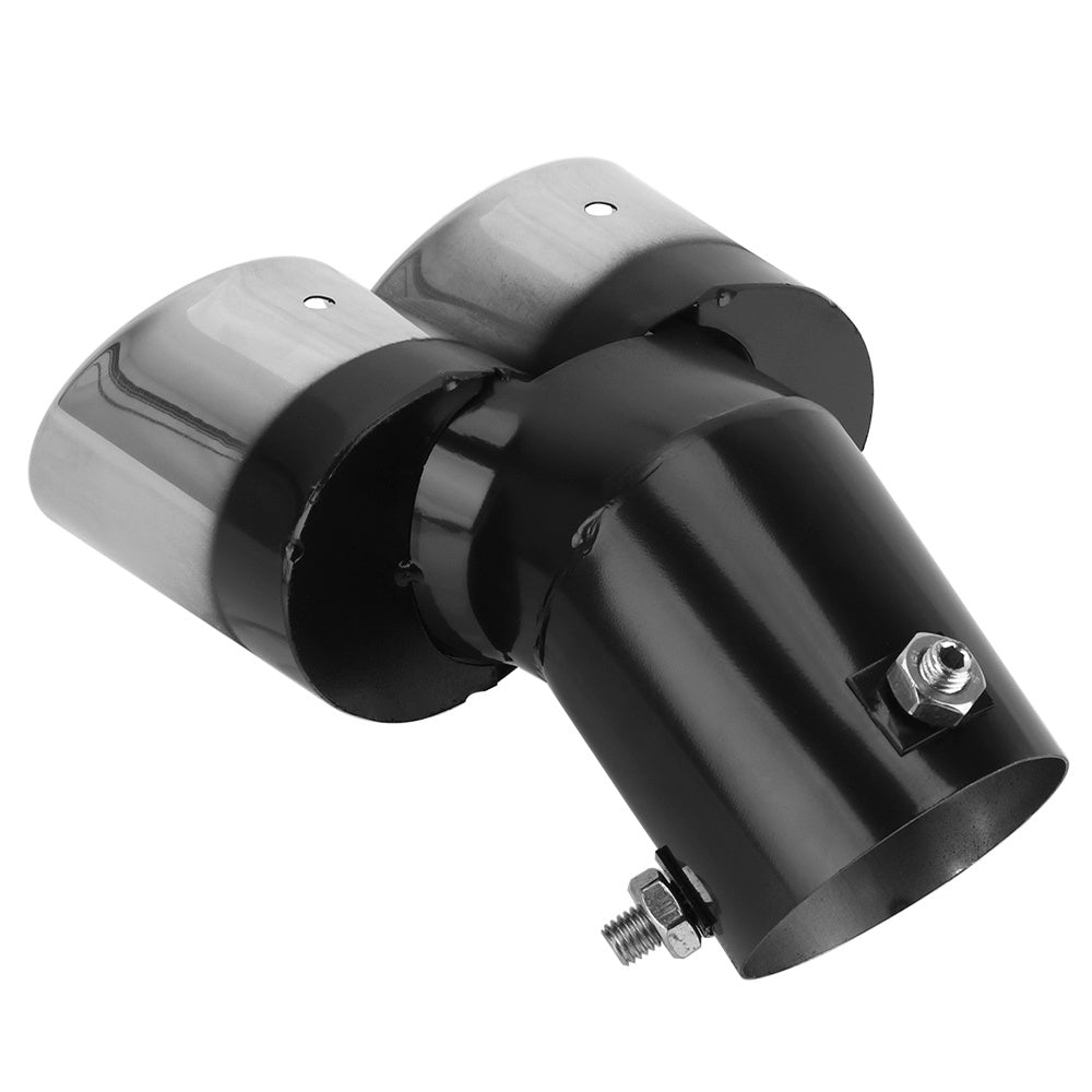 Stainless Steel Curved Double Outlet Chrome Tail Pipe - Universal Car Exhaust Trim Muffler Pipe - Car Decoration Car Styling