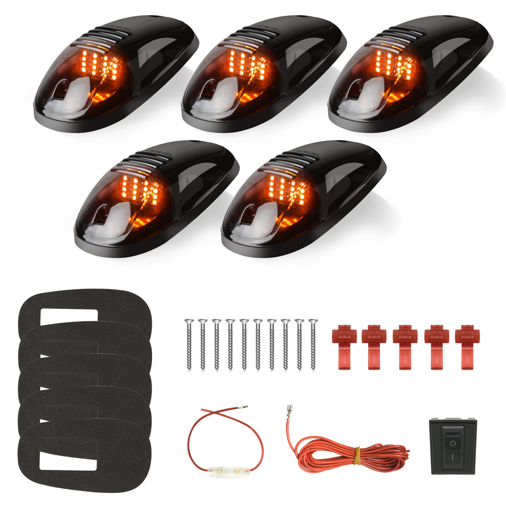 5pcs/Set 12V LED Smoke Cab Roof Running Top Marker Light Bulb Assembly, Replacement for 1500 2500 3500 4500 5500 2003-2018 Pickup, Without Battery, for Car