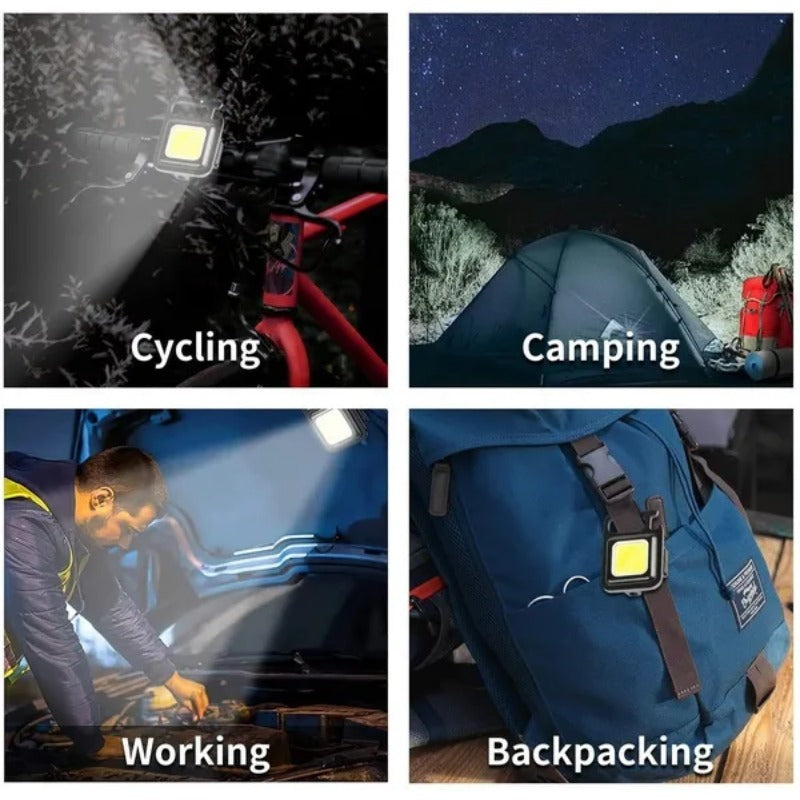 Ultra-Bright Mini LED Flashlight - Rechargeable, Compact Keychain Design - Multifunctional Work Light for Outdoor Adventures, Camping Excursions, and Car Emergencies