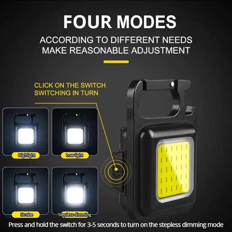 Ultra-Bright Mini LED Flashlight - Rechargeable, Compact Keychain Design - Multifunctional Work Light for Outdoor Adventures, Camping Excursions, and Car Emergencies