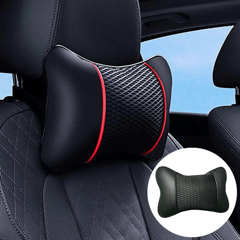 Universal Car Headrest PU Leather Mesh Breathable Neck Pillow Soft Comfortable Seat Rest Cushion Auto Accessories Decorations
