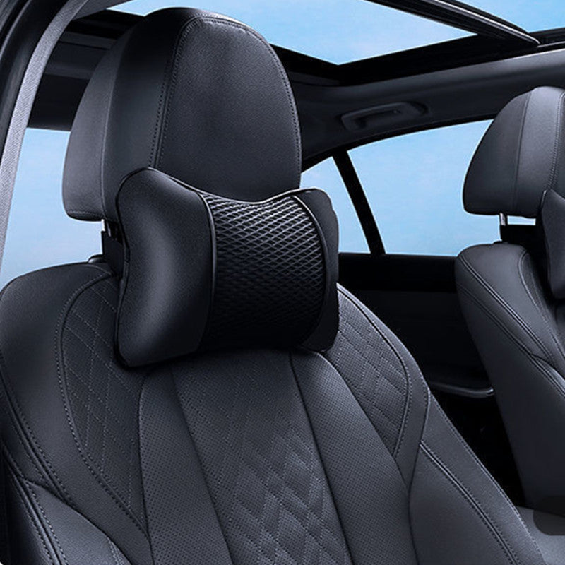 Universal Car Headrest PU Leather Mesh Breathable Neck Pillow Soft Comfortable Seat Rest Cushion Auto Accessories Decorations