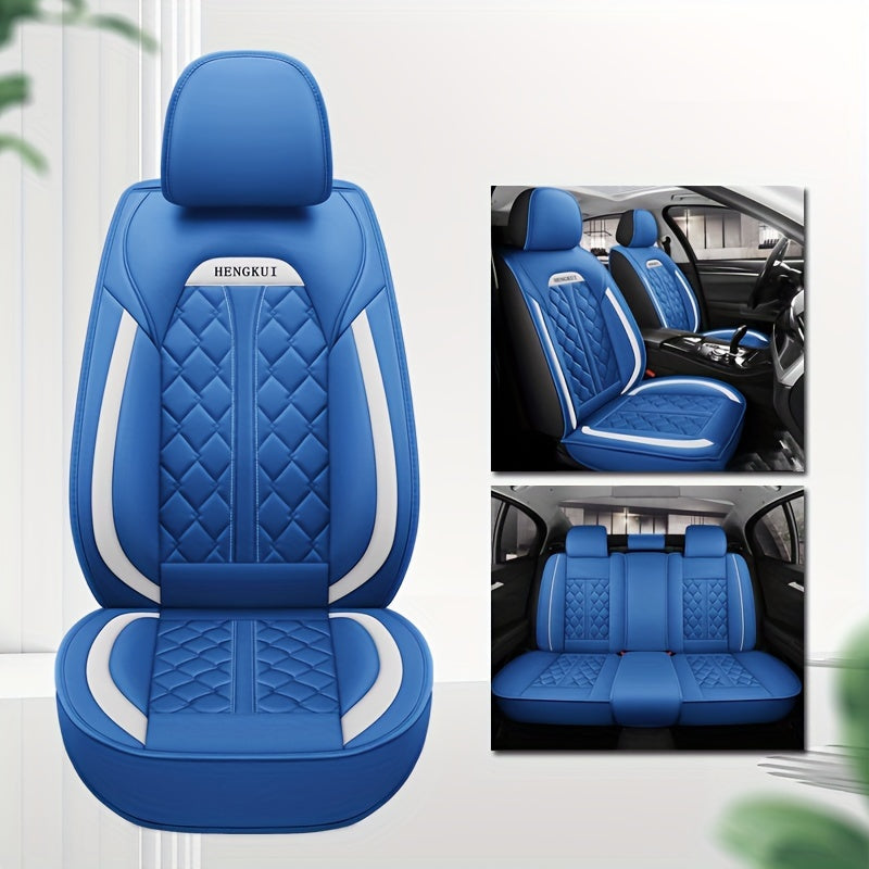 Five Seats Full Coverage Car Seat Covers Set - Premium Three-Dimensional PU Leather, Universal Fit for SUV Off-Road Vehicles, Adjustable and Durable, Winter High-End Design for Ultimate Comfort and Protection