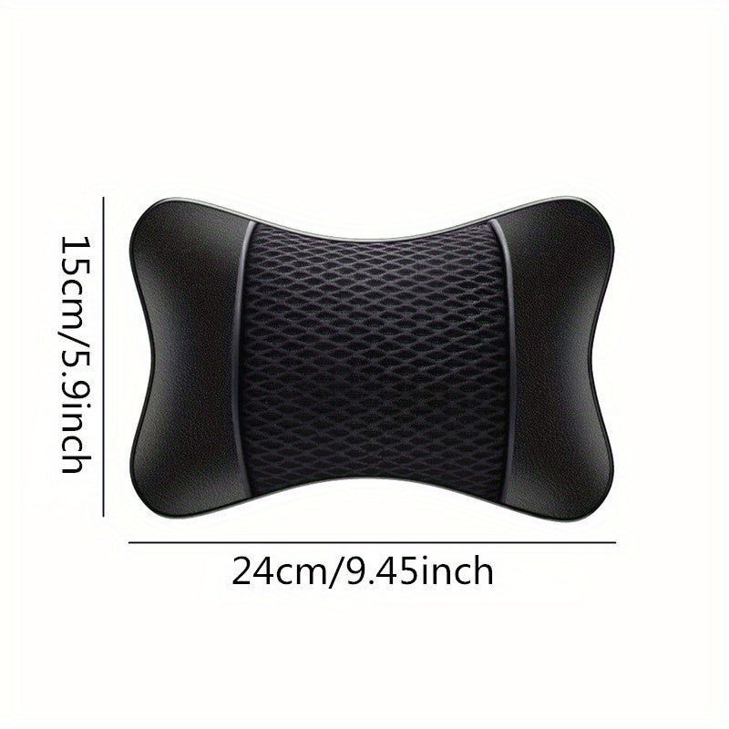 Universal Car Headrest PU Leather Mesh Breathable Neck Pillow Soft Comfortable Seat Rest Cushion Auto Accessories Decorations
