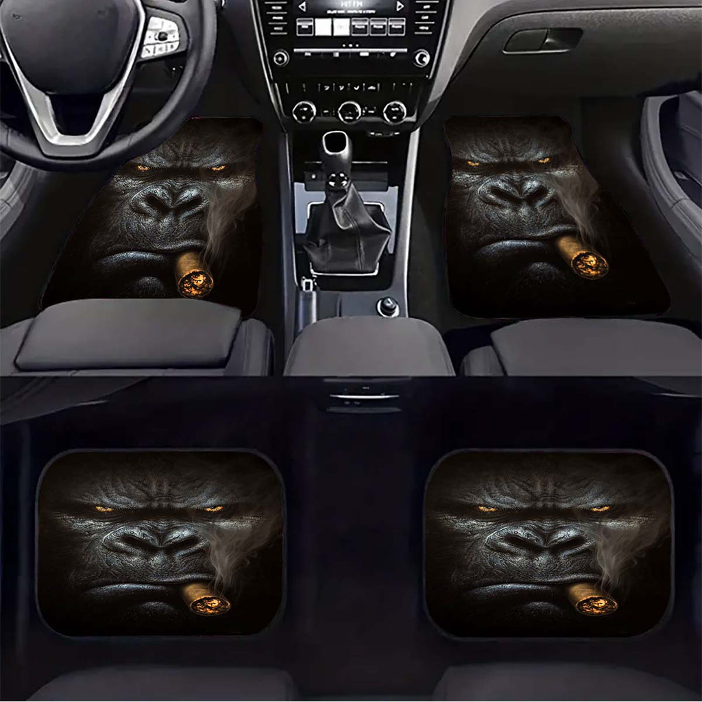 1/4pcs Car Floor Mats, Gorilla Print Car Floor Mats, Front And Rear Seat Floor Mats, Car Decoration Accessories