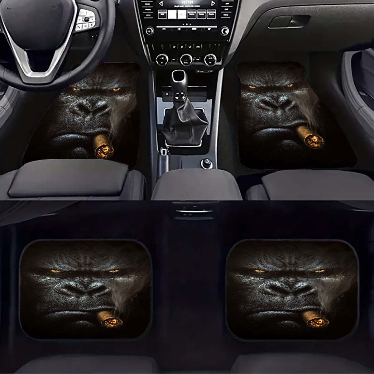 1/4pcs Car Floor Mats, Gorilla Print Car Floor Mats, Front And Rear Seat Floor Mats, Car Decoration Accessories