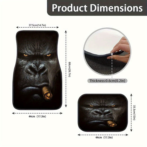 1/4pcs Car Floor Mats, Gorilla Print Car Floor Mats, Front And Rear Seat Floor Mats, Car Decoration Accessories