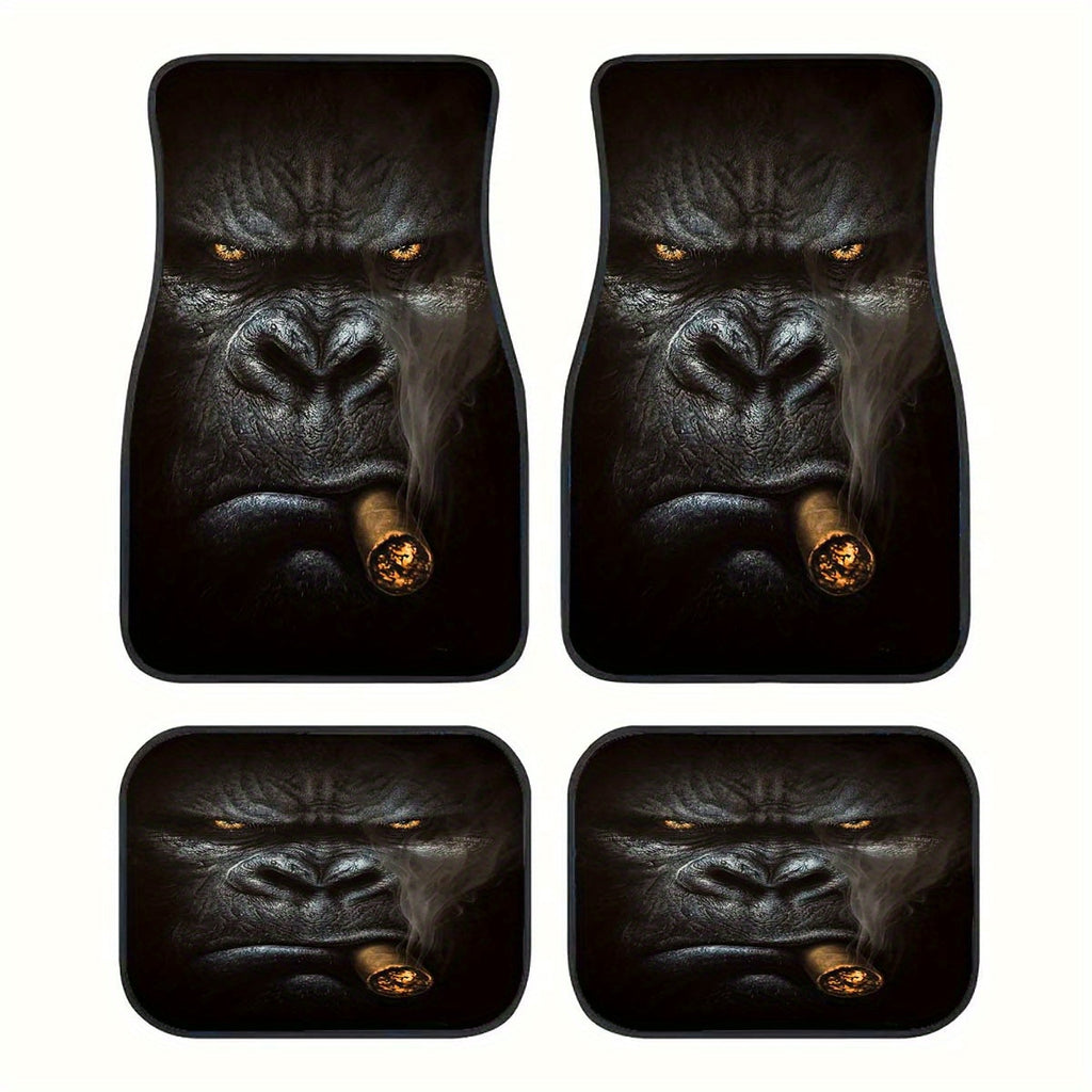 1/4pcs Car Floor Mats, Gorilla Print Car Floor Mats, Front And Rear Seat Floor Mats, Car Decoration Accessories